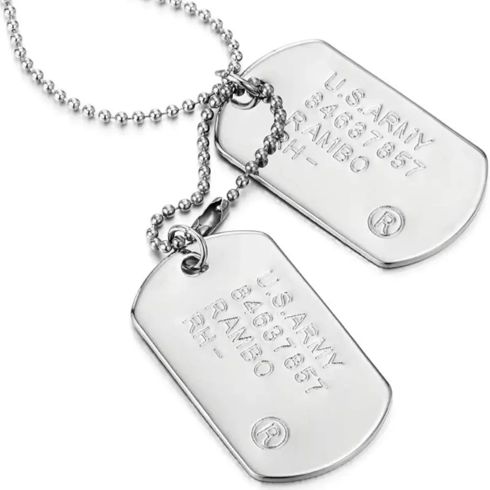 Men's 2-Piece Classic Military Army Dog Tag Pendant Necklaces, Bead Chain Chain Jewelry, Gifts for Boyfriend, Christmas Birthday Presents, Set Of Two