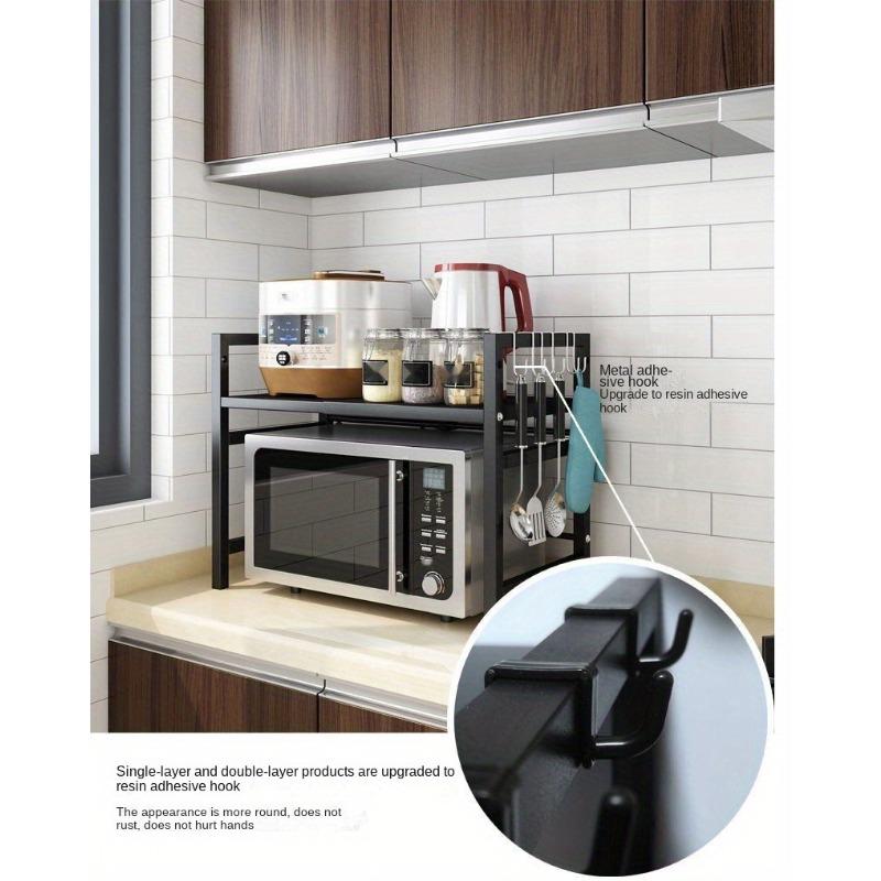 Kitchen storage rack, suitable for microwaves and ovens | Countertop organizer, open storage rack, perfect for storing spices, tableware and cookware, appliance storage rack | Functional kitchen shelf