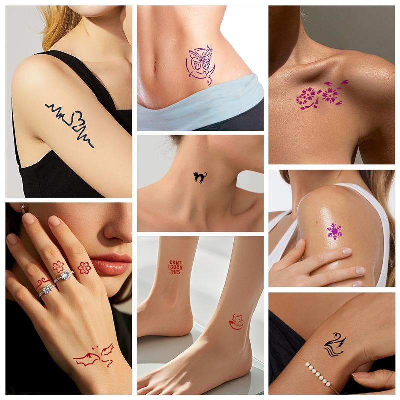 Temporary Tattoo Stencil Set with Butterfly Flower Letter Patterns, Includes 10 Bottles of Temporary Tattoo Juice, Multi-Pack, Temporary Tattoo Kit Temporary Tattoo Stencil Set with Butterfly Flower Letter Patterns, Includes 10 Bottles of Temporary Tattoo Juice, Multi-Pack, Temporary Tattoo Kit