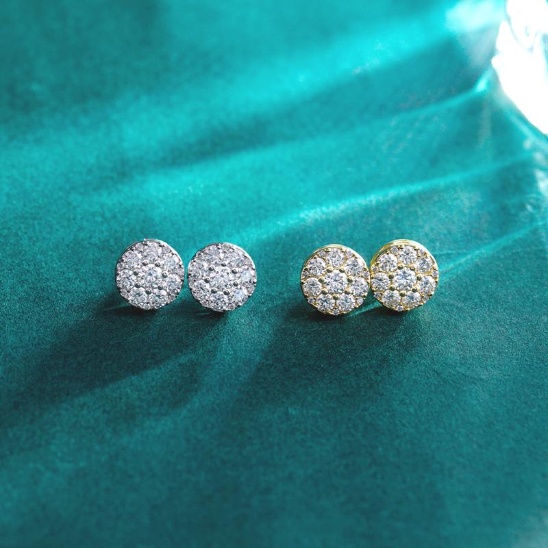 Delzzad Dazzling Round Cluster Earrings Butterfly Back Lab-Created Moissanite Stud Earring S925 Sterling Silver Moissanite Jewelry Perfect Birthday Mother’s Day Christmas Gift for Men Women Wedding Set