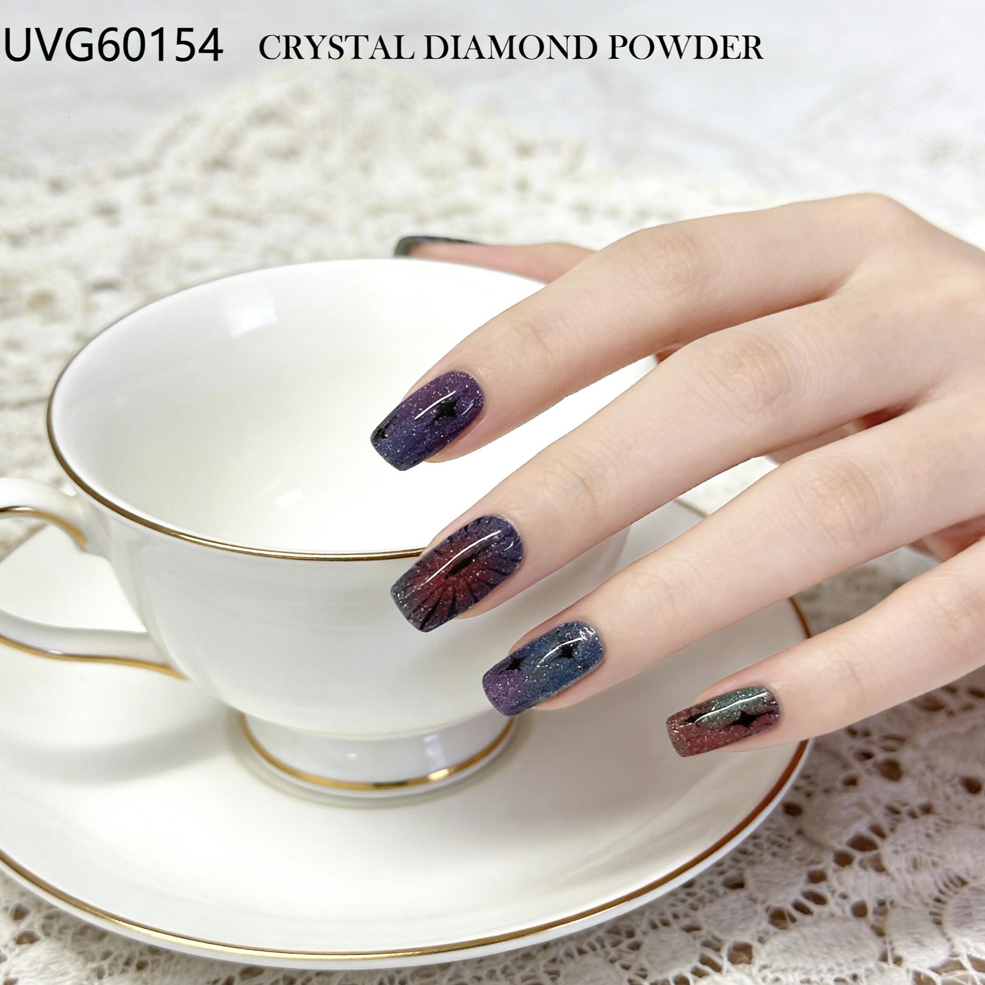 Alien Code Midnight Diamond Dust Nails, Irregular Multi-Color Stains with Abstract Sci-Fi Lines, Half-Cured Gel Nail Strips for DIY Home Use