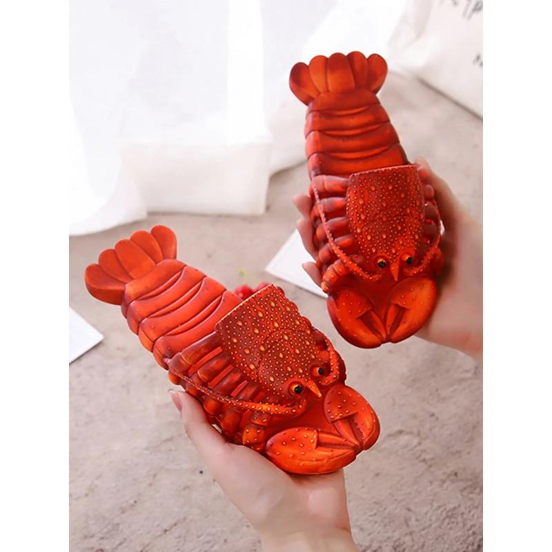 New Men's Lobster Design Slippers, Fun Slippers, Non-Slip Soft-Soled Slippers for Home, Bathroom, Outdoor, and Beach, Couple's Slippers