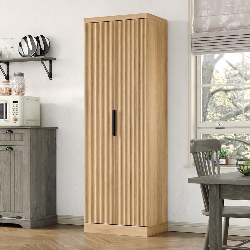 FUSOU 71'' Tall Storage Cabinet with 2 Doors, Kitchen Pantry Cabinet with Adjustable Shelves, 5-Tier Fluted Cabinet for Living Room Kitchen Dinning Room FUSOU 71'' Tall Storage Cabinet with 2 Doors, Kitchen Pantry Cabinet with Adjustable Shelves, 5-Tier Fluted Cabinet for Living Room Kitchen Dinning Room