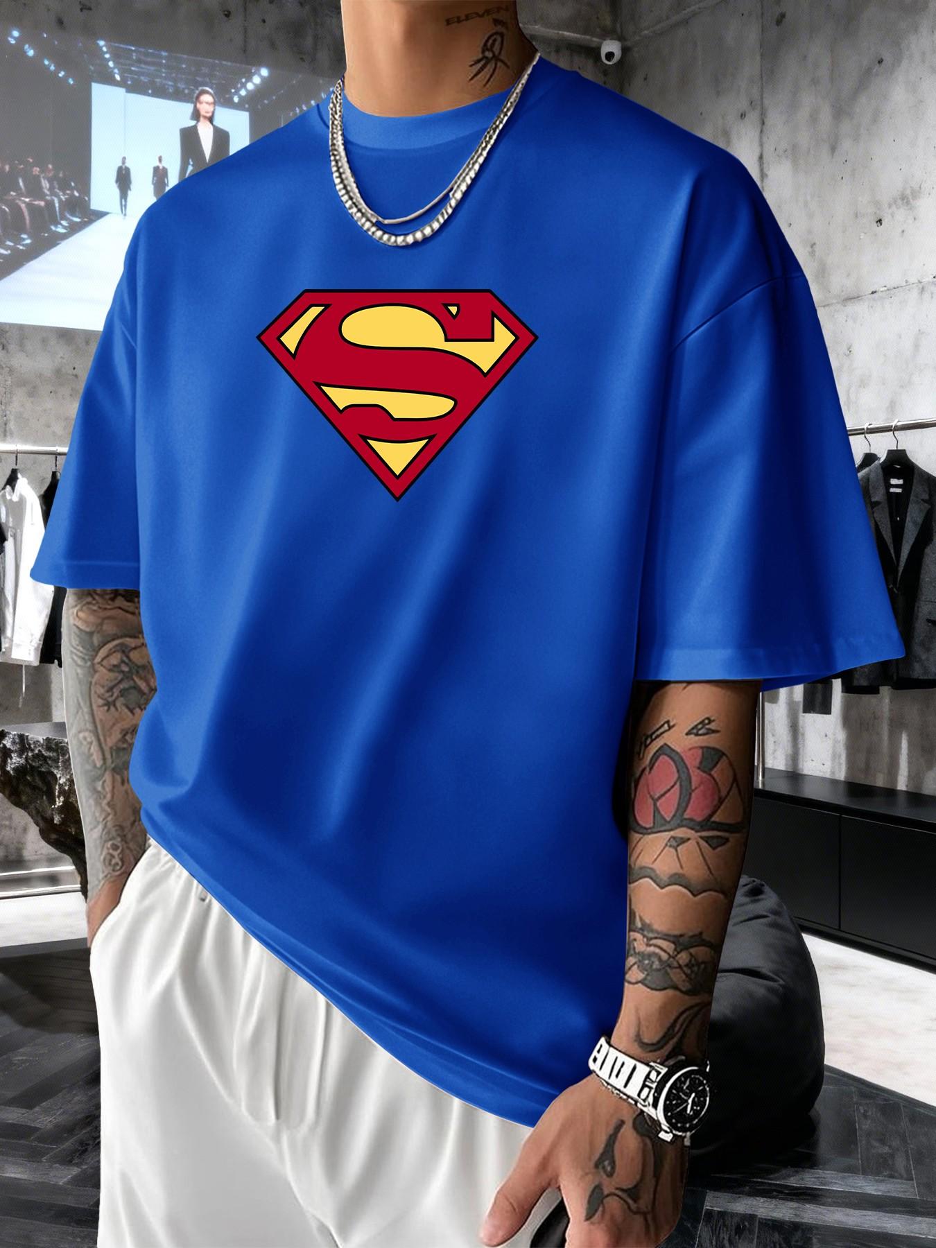 Superman S Classic Logo Men's Fashion Short Sleeve Round Neck Casual Summer T-Shirt, Perfect for Daily Wear