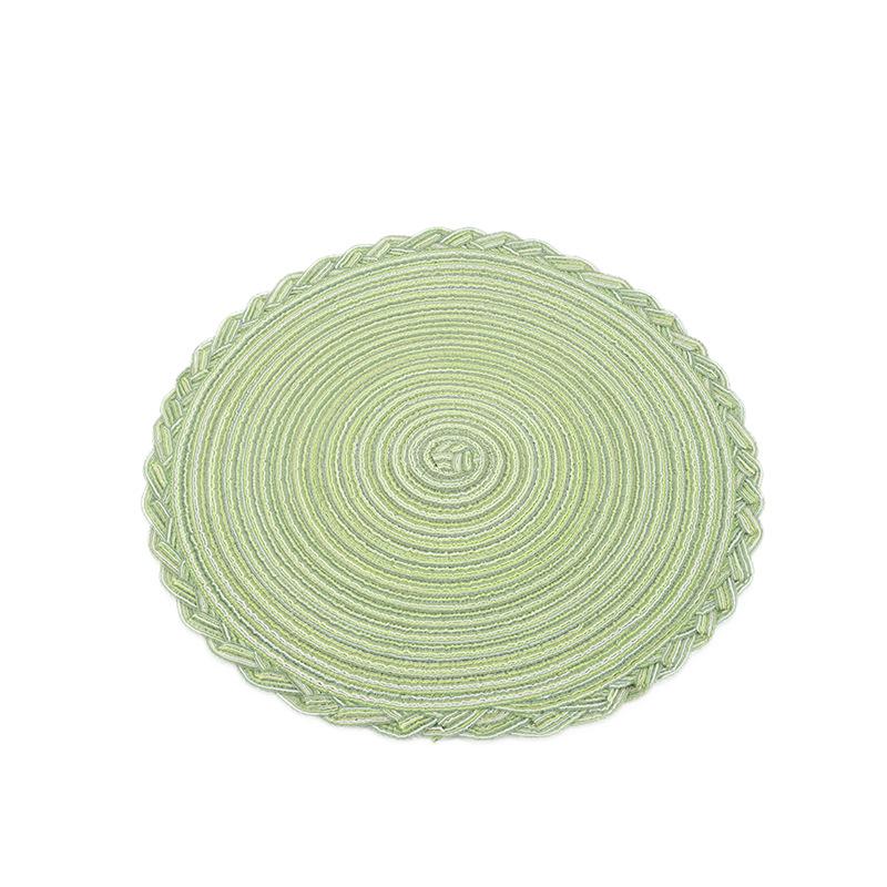 15 inch/38cm Round Placemats Set of 4 Boho Woven Braided Border Table Mats Washable Heat Resistant Circle Place Mats, Natural Style Woven Cotton Placemats for Dining Table  Party Holiday Banquets