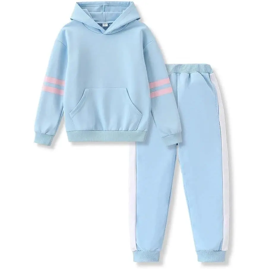 2025 Girls Sweatsuit Set Cute Hooded Sweatshirt & Jogger Pants with Pocket Casual Outfuts Set