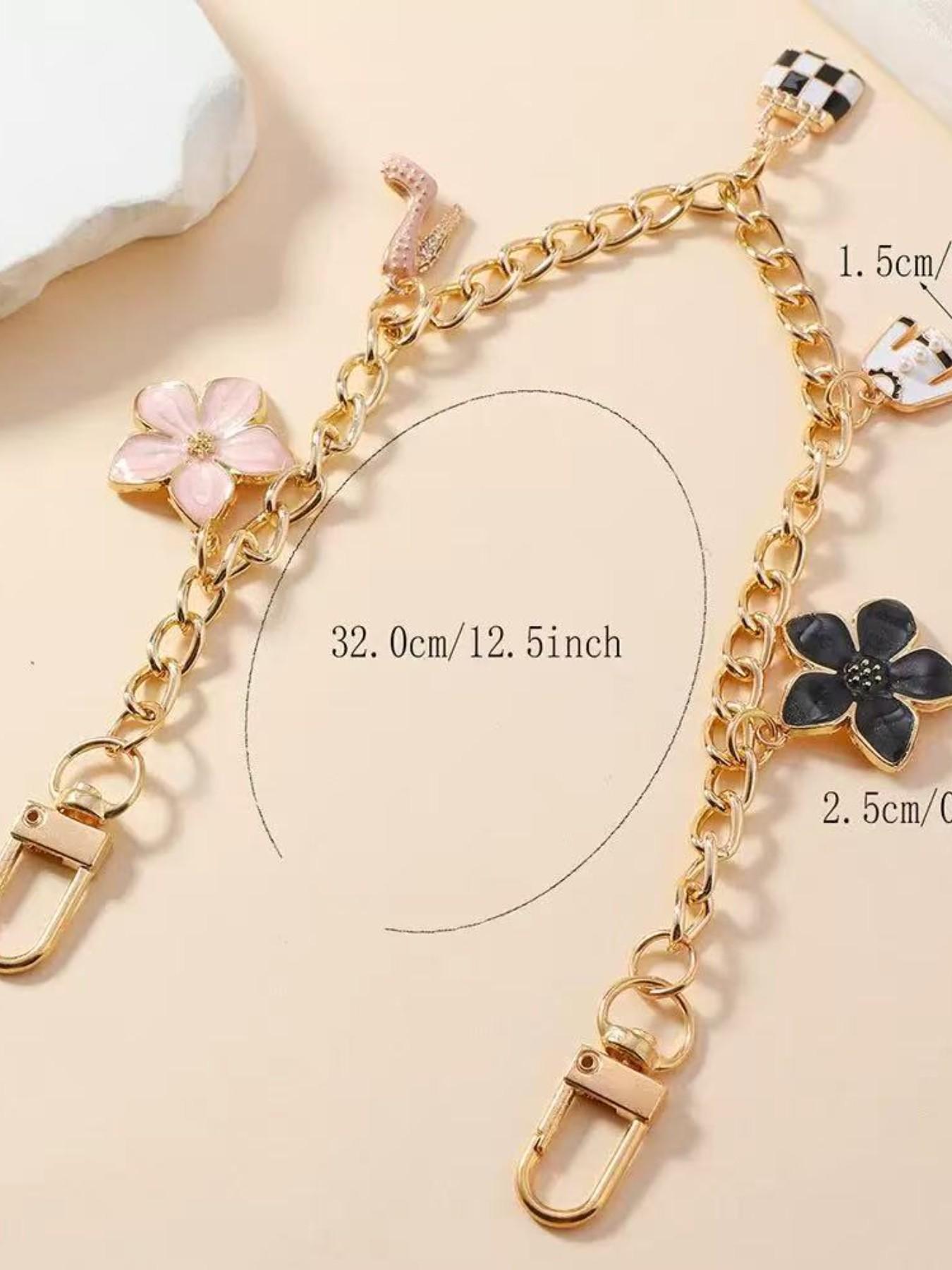 Trendy Metal Style Wallet Crossbody Bag, Versatile Oil Drop Flower Pearl Design, Chain Strap Accessory, Perfect for Everyday Use