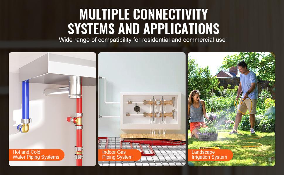 VEVOR Pipe Fittings, 1/2 25PCS Brass Pipe Fittings, Clamp-style 1/2 NPT External Thread Pipe Connector Brass Air Fittings, Plumbing Fittings NPT Adapter for Heating/Shower Systems, Water Pipes