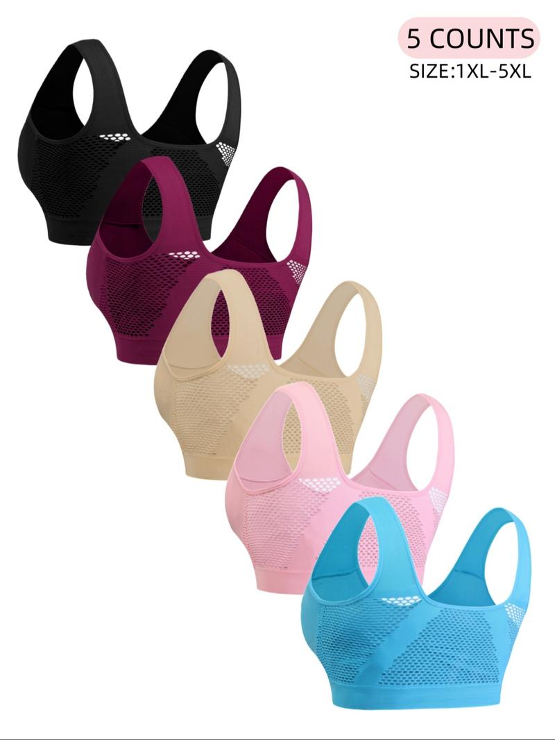 Plus Size Women's Seamless Wireless&Comfort Bra, Backless Mesh Crop Top, Casual Wearable Underwear,Soft and  Breathable Bra,No Padding,Every day Wear,All seasons