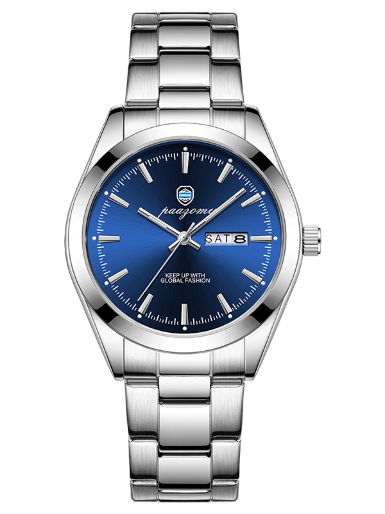 Paazomu Men's Business Watch, Stainless Steel, Interchangeable Straps, Ultra Thin, Japanese Quartz Movement, 1 Set, Men's Watch, Reloj Hombre