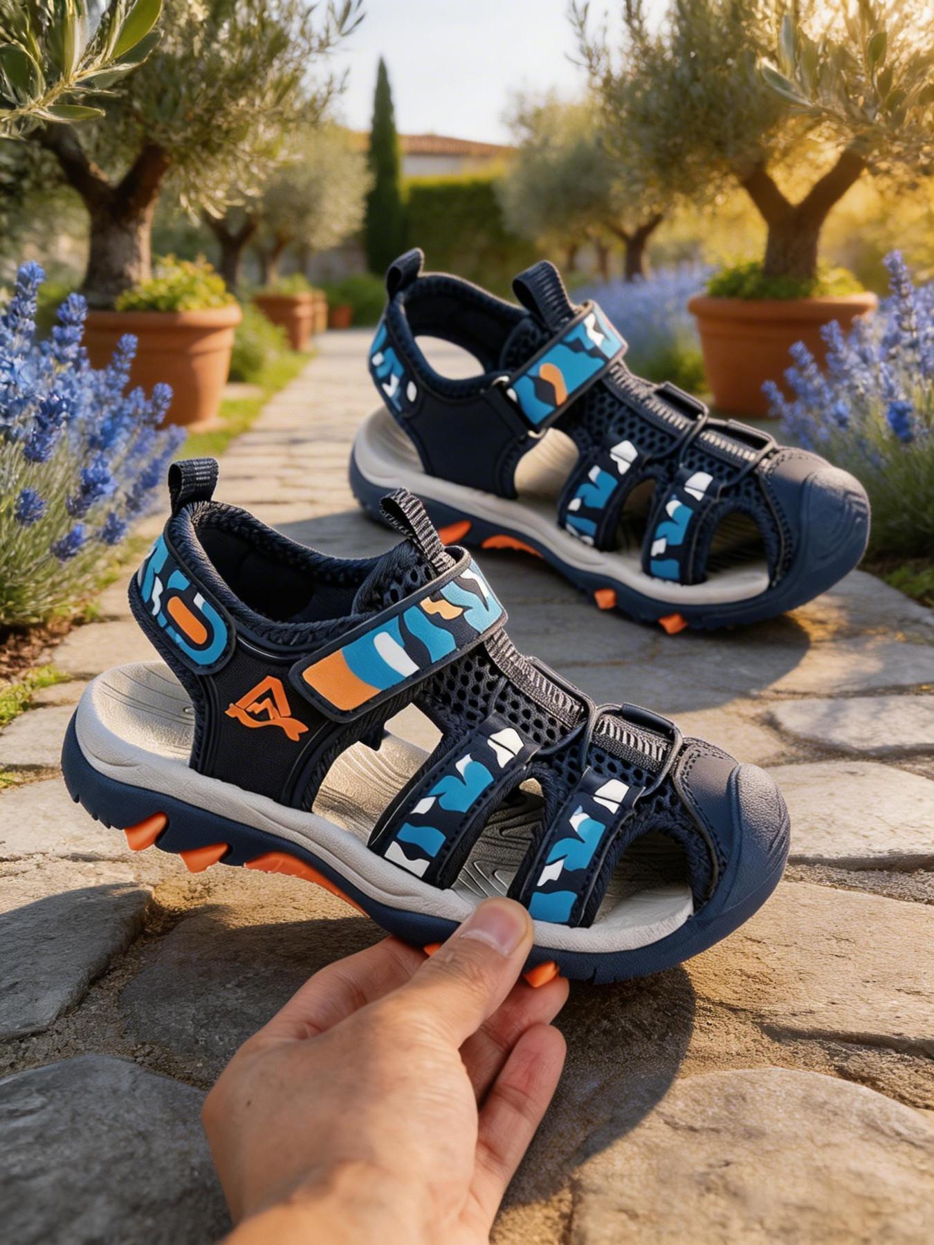 Sandals, Unisex Summer Beach Shoes, School Style Design, Anti-Slip, Breathable, Lightweight, Velcro Closure
