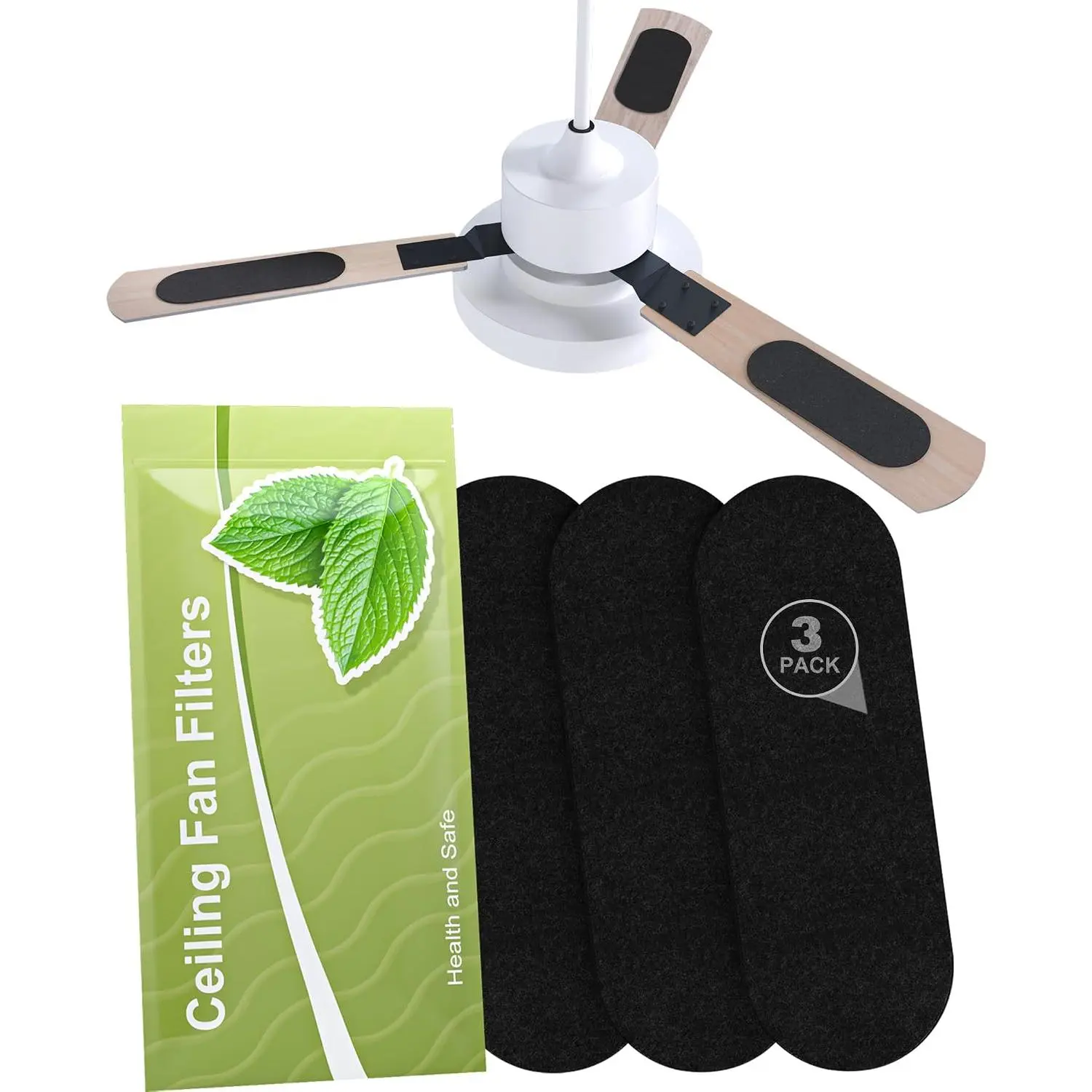 Ceiling Fan Filters for , Activated Carbon Air Filters for Dust &Odor | 3 Pack Ceiling Fan Air Purifier Pads, Improve  Air Quality, Easy-Stick, Fits  Ceiling Fans
