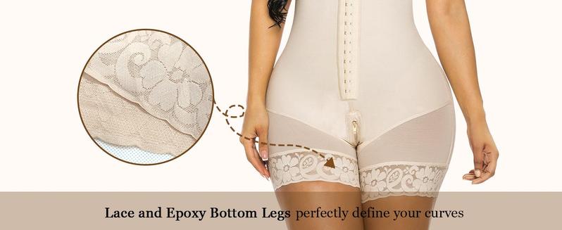 YIANNA Fajas Colombianas Shapewear for Women Tummy Control  Garment with Zipper Crotch Adjustable Strap Bodysuit Basic Minimalist Black