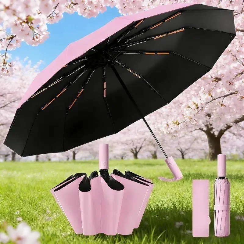 Automatic Folding Umbrella, Portable Pocket Umbrella for Rainy & Sunny Days, UV Protection Windproof Design, Wind Resistant Umbrella for Men Women Outdoor Travel Umbrella Lightweight Waterproof Umbrella