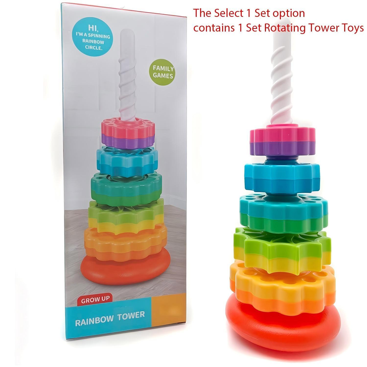 Rotating Tower Toy, 1 Set Early Education Color Recognition Toys, Parent-Child Interactive Game Toys, Educational Toy for Kids