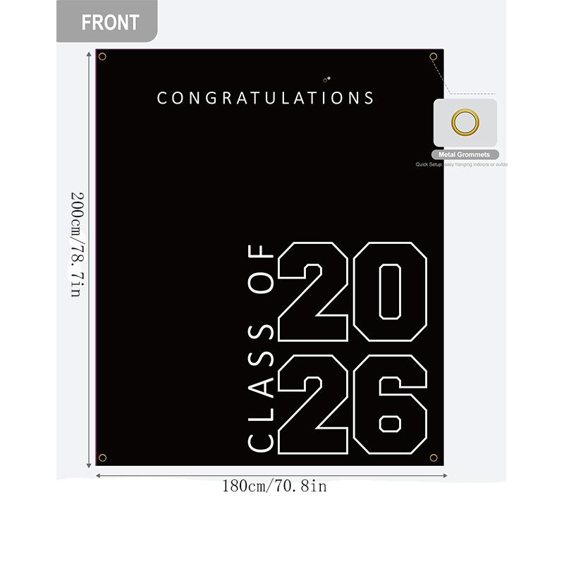2026 Graduation Banner, “Congratulations on Your Graduation” Polyester Banner, photo backdrop and wall decorations for graduation ceremonies and parties, suitable for high school and college graduation party decorations
