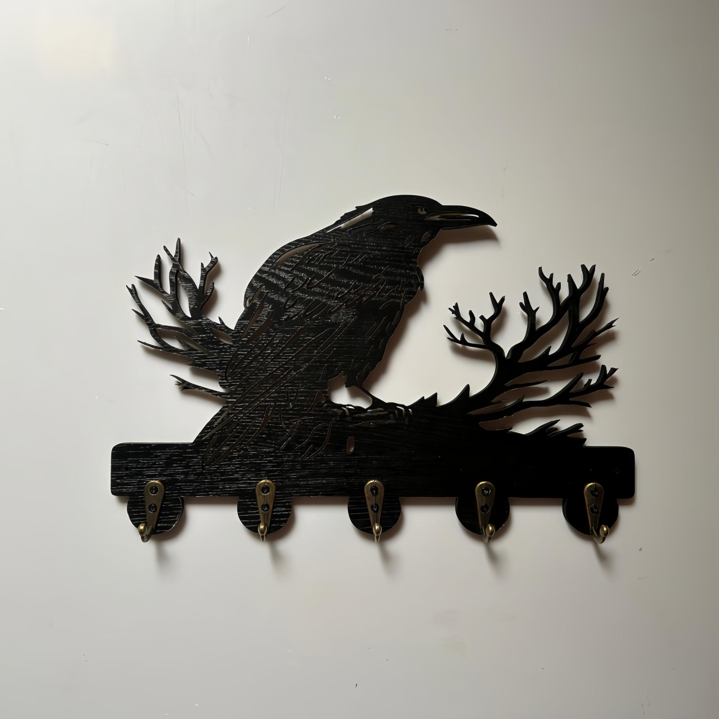 Creative Raven Theme Wall Hook, Perfect for Vintage and Industrial Styles, Hang Hats, Keys, Scarves, Bags, Masks, Organize Home Spaces
