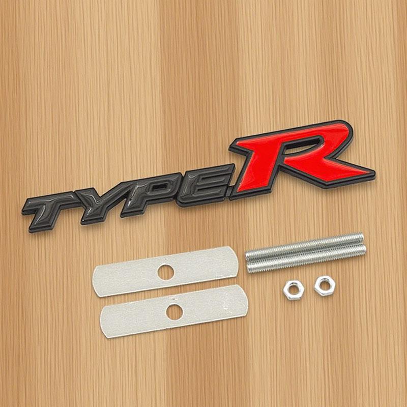 3d Metal Alloy Letters Type R Logo Car Front Grille Badge Emblem for Accord Civic Type R Auto Accessories