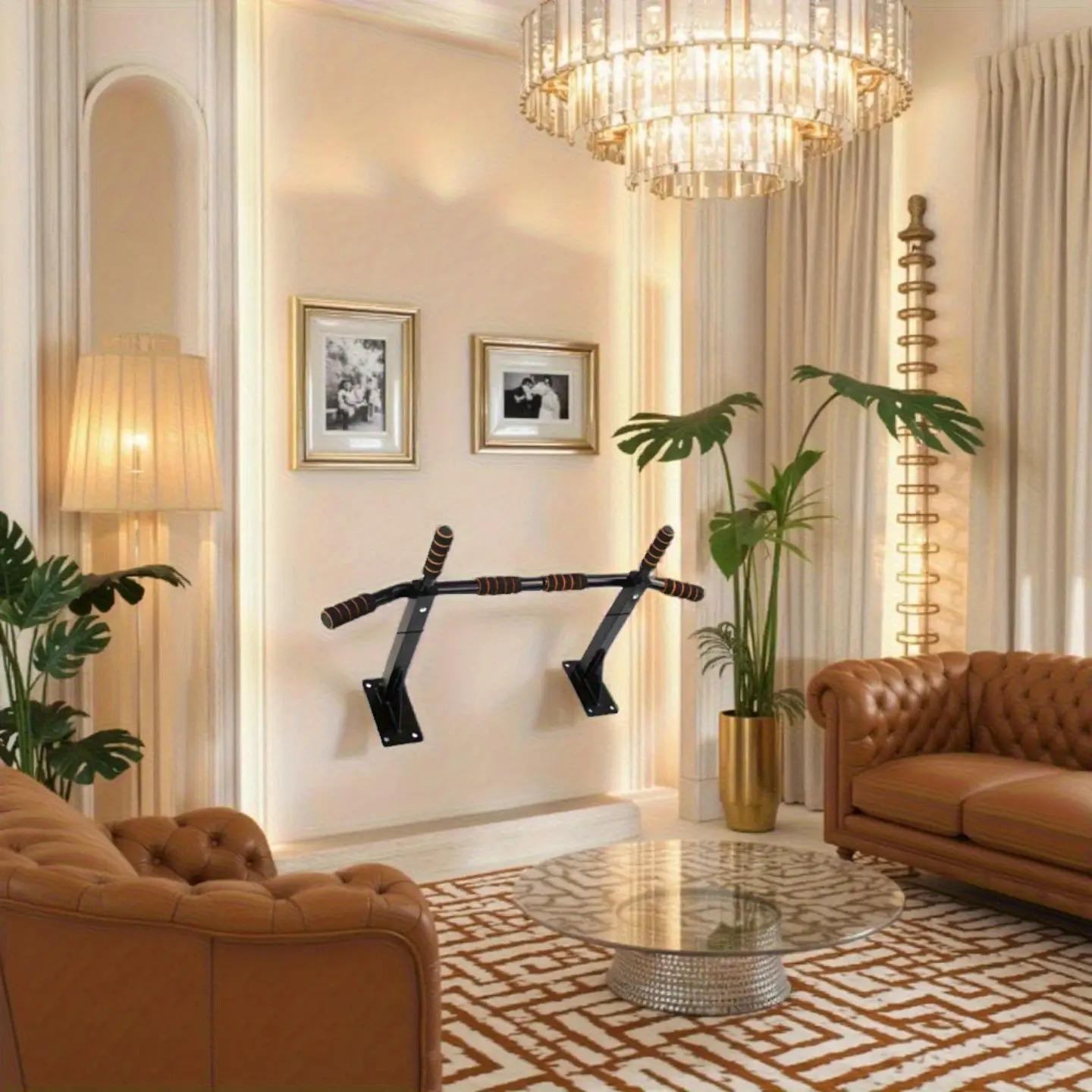 All-Season Doorway & Wall Mounted Pull Up Bar, Space Saving Fitness Bar, Dual-Purpose for Home & Commercial Use, Adjustable Hanging Chin Up Bar No Independent Stand