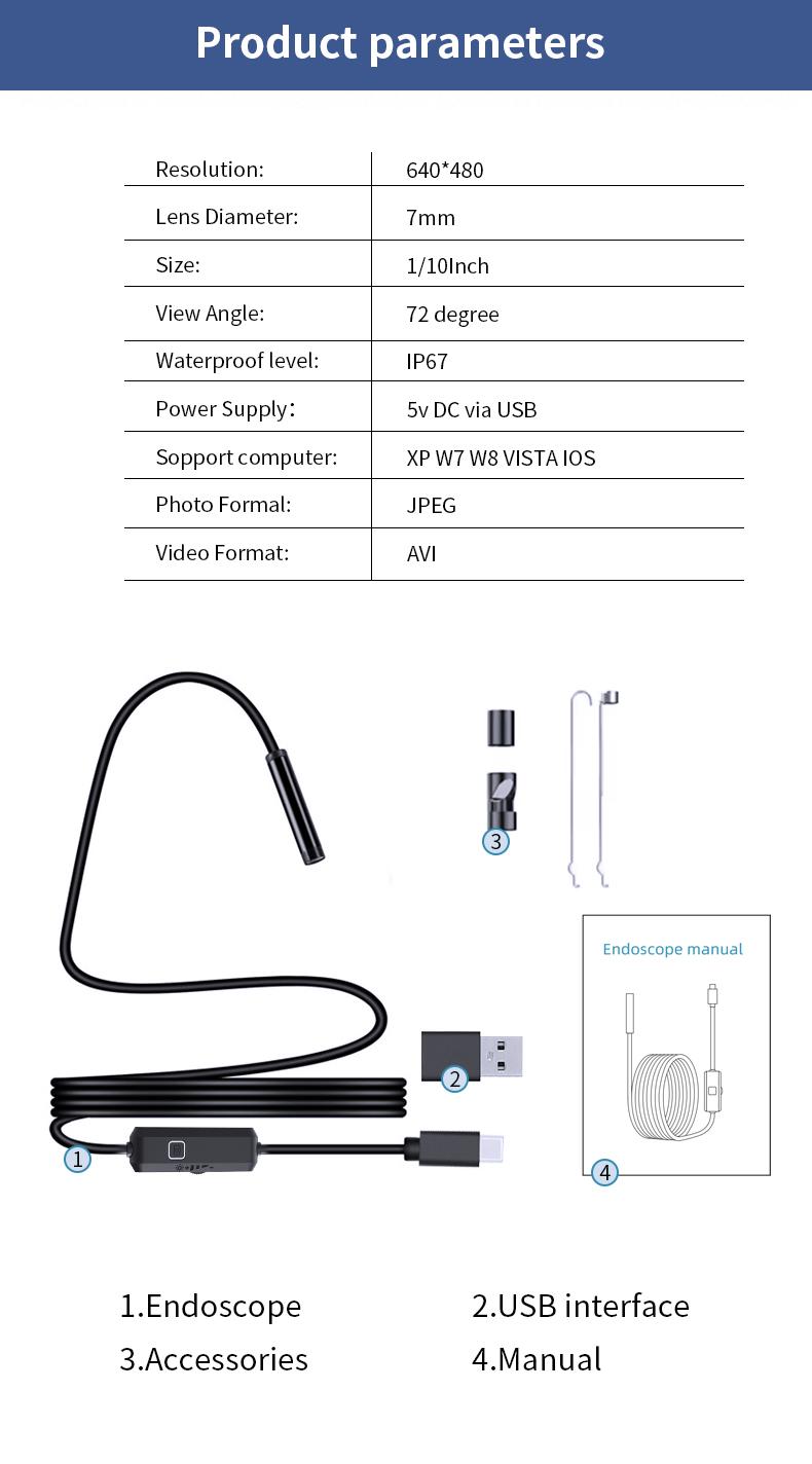 Endoscope Camera with Light,HD Borescope Tools,Adjustable LED Lights, Photo and Video Recording,Semi-Rigid Snake Camera, IP67 Waterproof Inspection Borescope for Android Phones and Laptops for Automotive Repair, Plumbing Sewer,HVAC,Men Tools Cool Gadgets