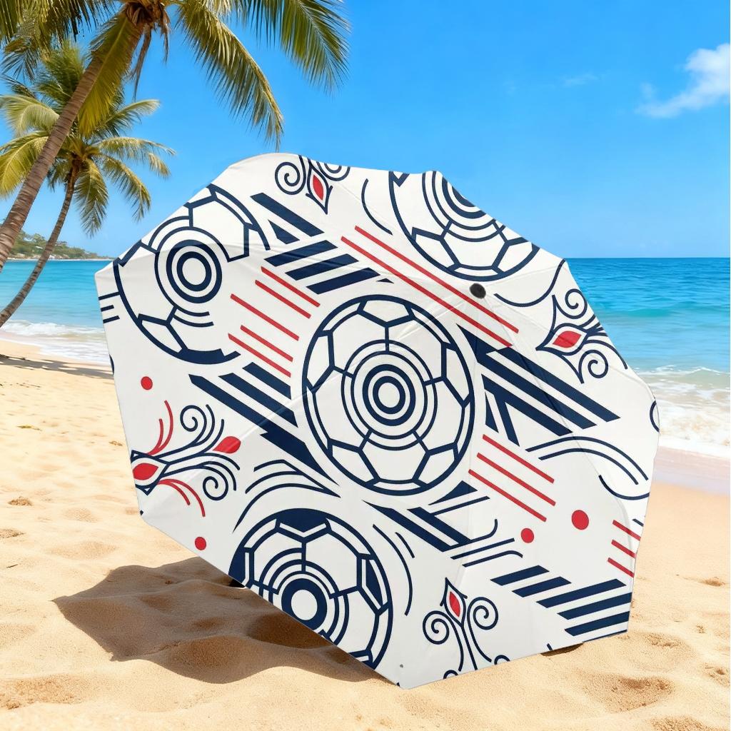 Football Field Pattern Umbrella, Automatic Open, Iron Frame, Portable Folding, Suitable for All Seasons, Travel, Office, Outdoor Use