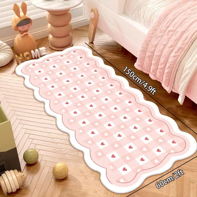 Bow Heart Print Carpet, Soft Plush Bedroom Rug, Easy Clean Fashionable Home Decor, Suitable for Living Room Sofa Hallway Closet, Decorative Fluffy Rug, Modern Shaggy Rug