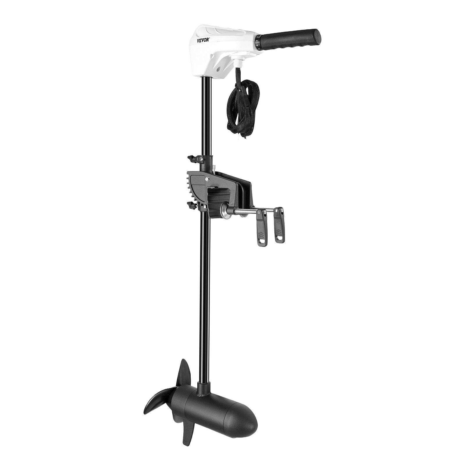 VEVOR Electric Trolling Motor, Transom Mounted Outboard Boat Motors 12V 55lbs Thrust, 8-Speed Electric Boat Engine w/ Battery Indicator, for Kayaks, Fishing Boats on Freshwater/Saltwater, 30-In Shaft