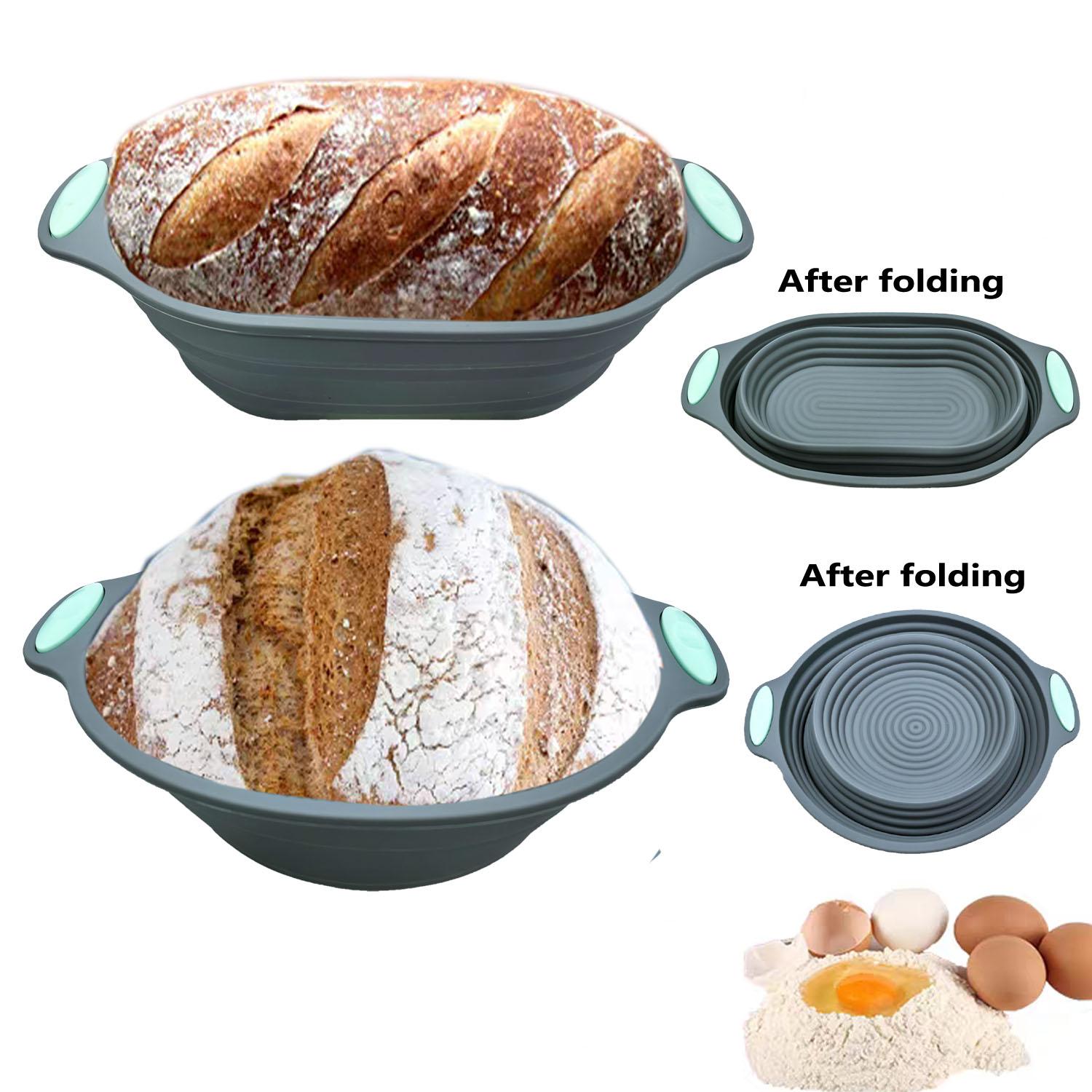 Silicone Bread Proofing Basket Set, 5 Counts/6 Counts Oval & Round Bread Proofing Basket with Lid, Baking Tool Set for Home Kitchen, Bakeware