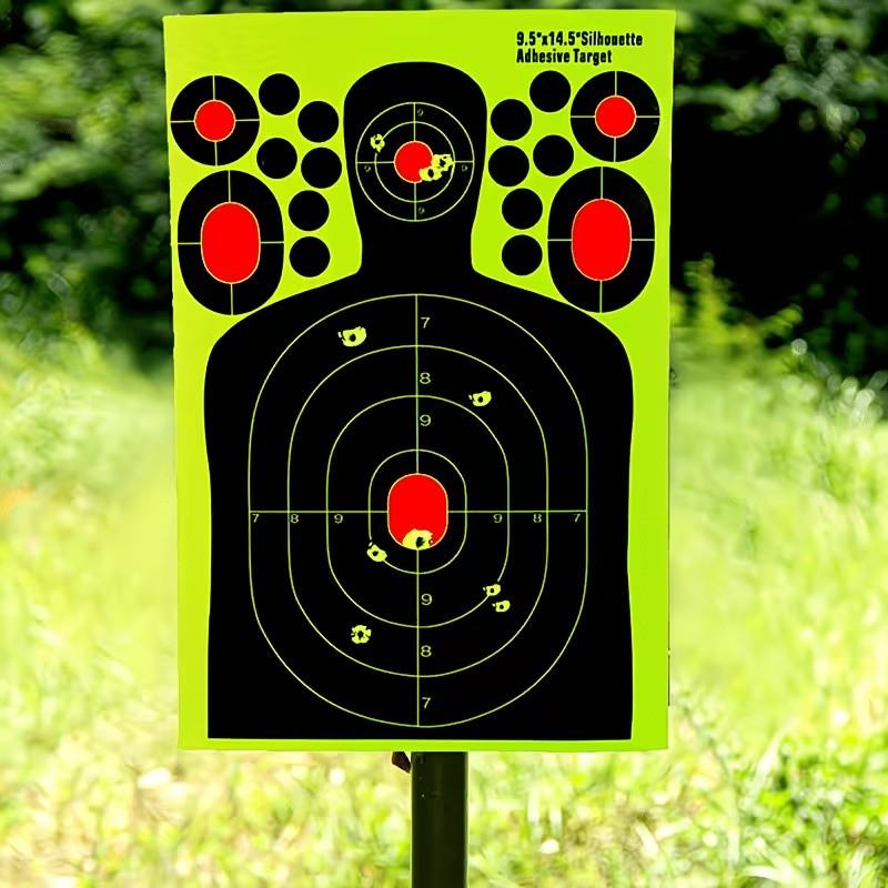 20/30 Pack 14.5 Inch Human Silhouette Shooting Targets, Reactive Splatter Fluorescent Glow Paper Targets, Impact Visible Training Paper For Outdoor Tactical Equipment Shooting Practice