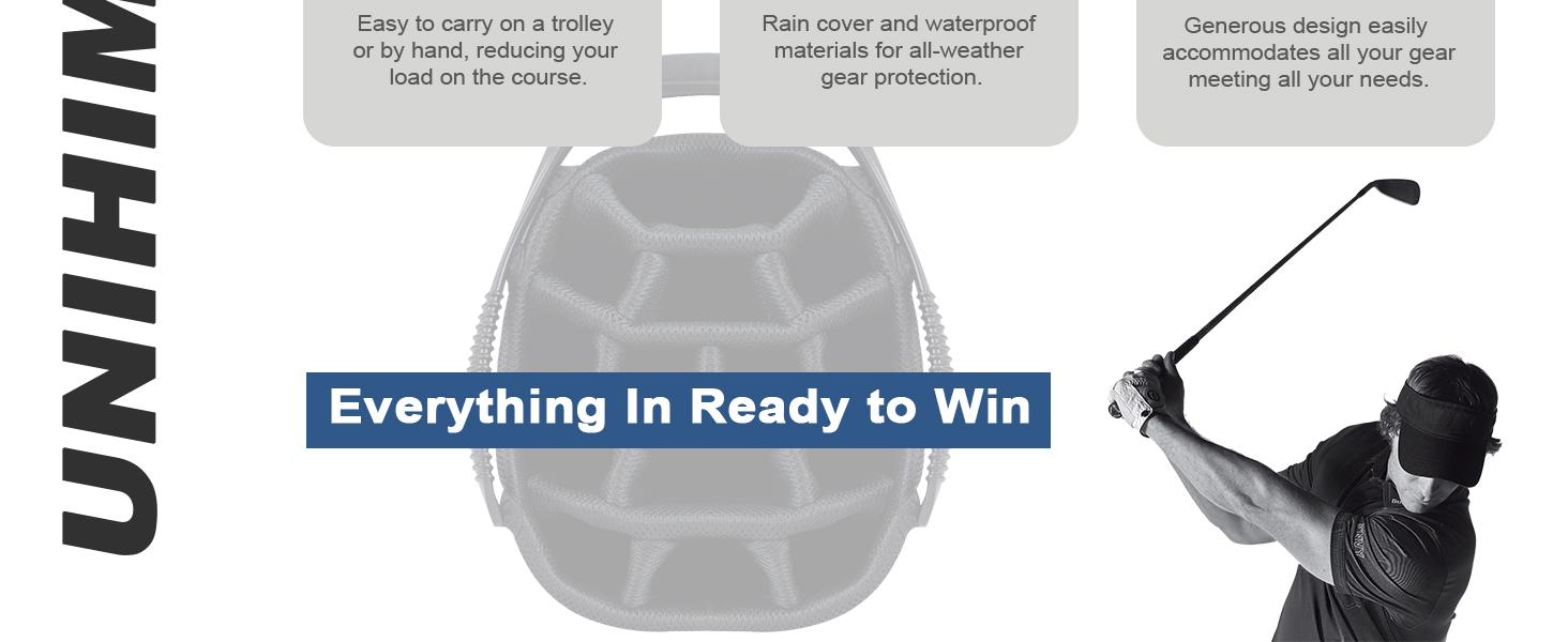 UNIHIMAL 14-Way Golf Cart Bag with Organizer Divider & Rain Cover