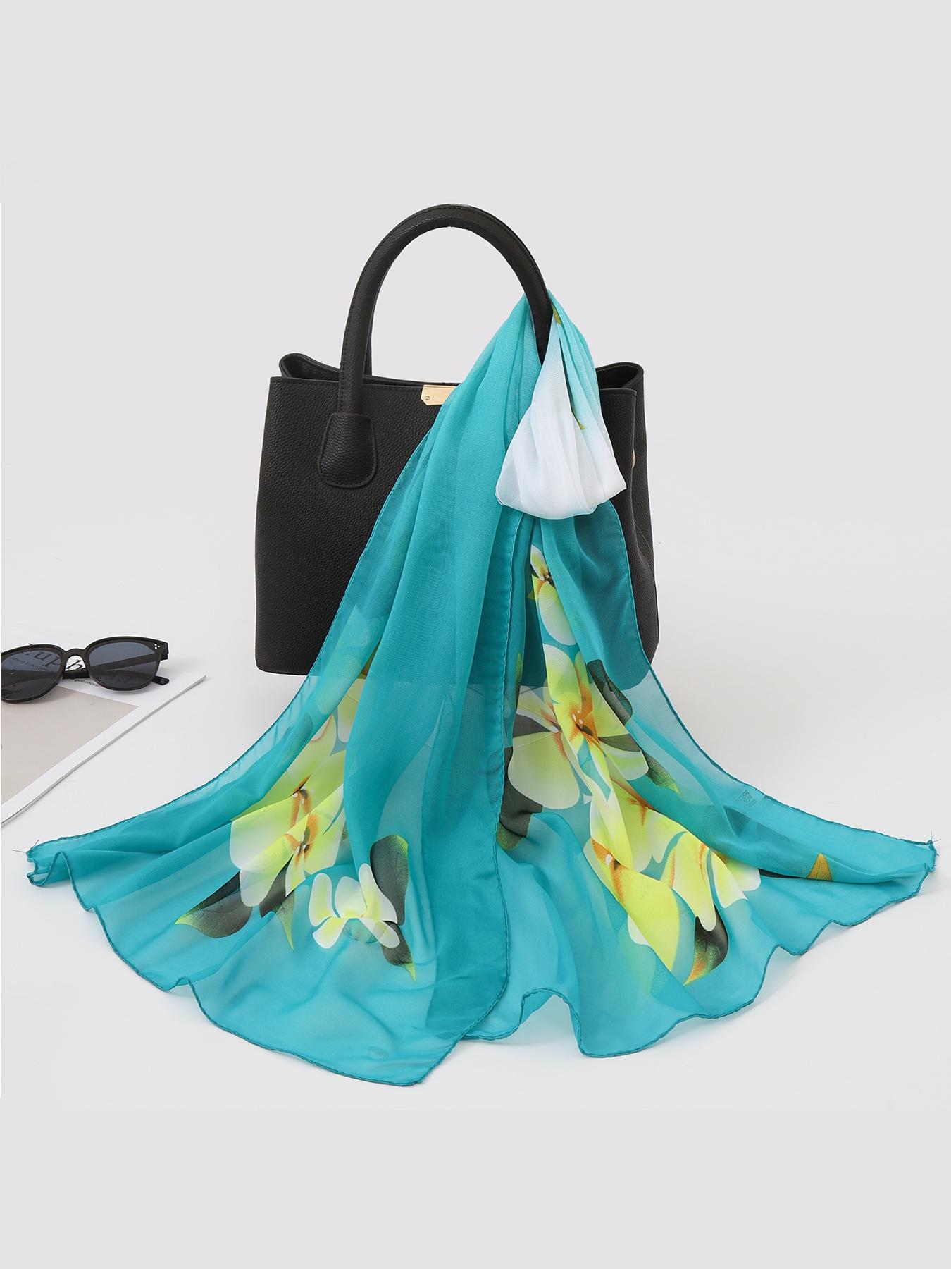 Elegant Floral Long Scarf for Women, Loose-Fit Summer Shawl, Warm Neck Protector, Spring & Fall Accessory, Gift Idea, Square Dance Wrap