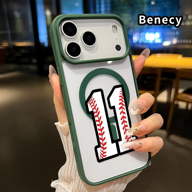 Baseball - Number Eleven Pattern Magnetic Phone Case for iPhone 17 16  Pro Max Plus 15 14 13 12 11 Air E  Non-Yellowing Shockproof Soft Silicone Transparent Acrylic Supports Wireless Charging Cover