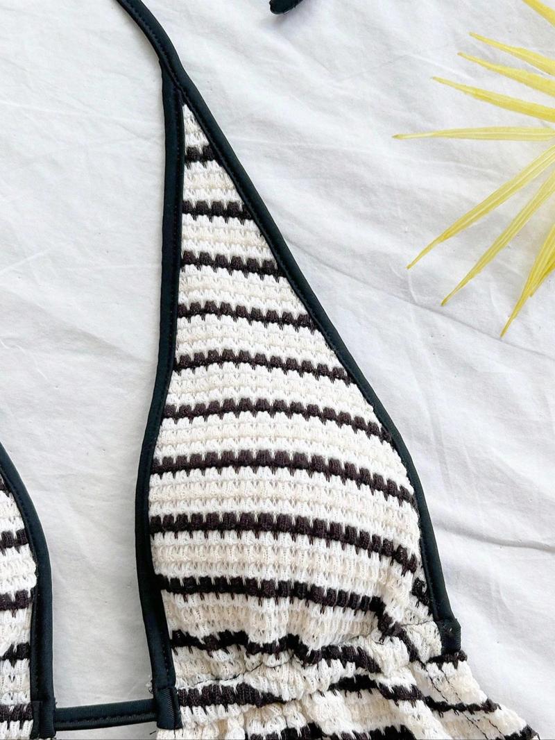 Women's Spring Summer Sexy Colorblock Backless Bow Tie Ruffle Top and Shorts Set, Striped Pineapple Pattern Beach Vacation, Matching Lounge Sets