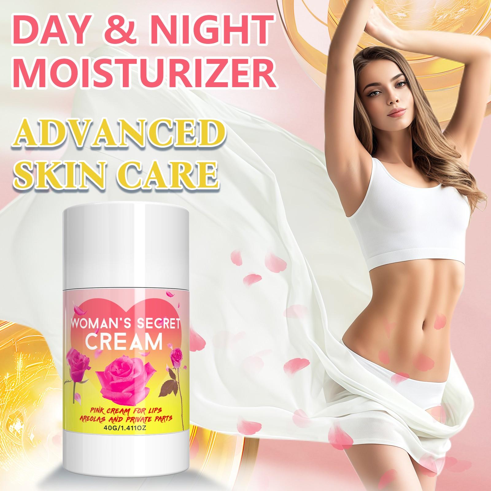 Women's Secret Cream, Radiance Cream, Moisturizer With Vitamin E & Rose Extract, Brightening & Translucent Skin, Improves Rough Skin Texture, Odor Control Formula, Moisturizing, Hydrating, Fresh Scent For All Skin Types, Christmas Gift For Women-40G