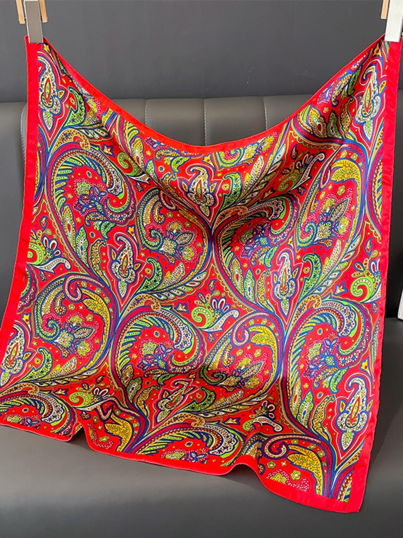 Women's Paisley Print Scarf, 27.6 Inches Square, Boho Style Headband, Accessory for All Seasons, Perfect Holiday Gift