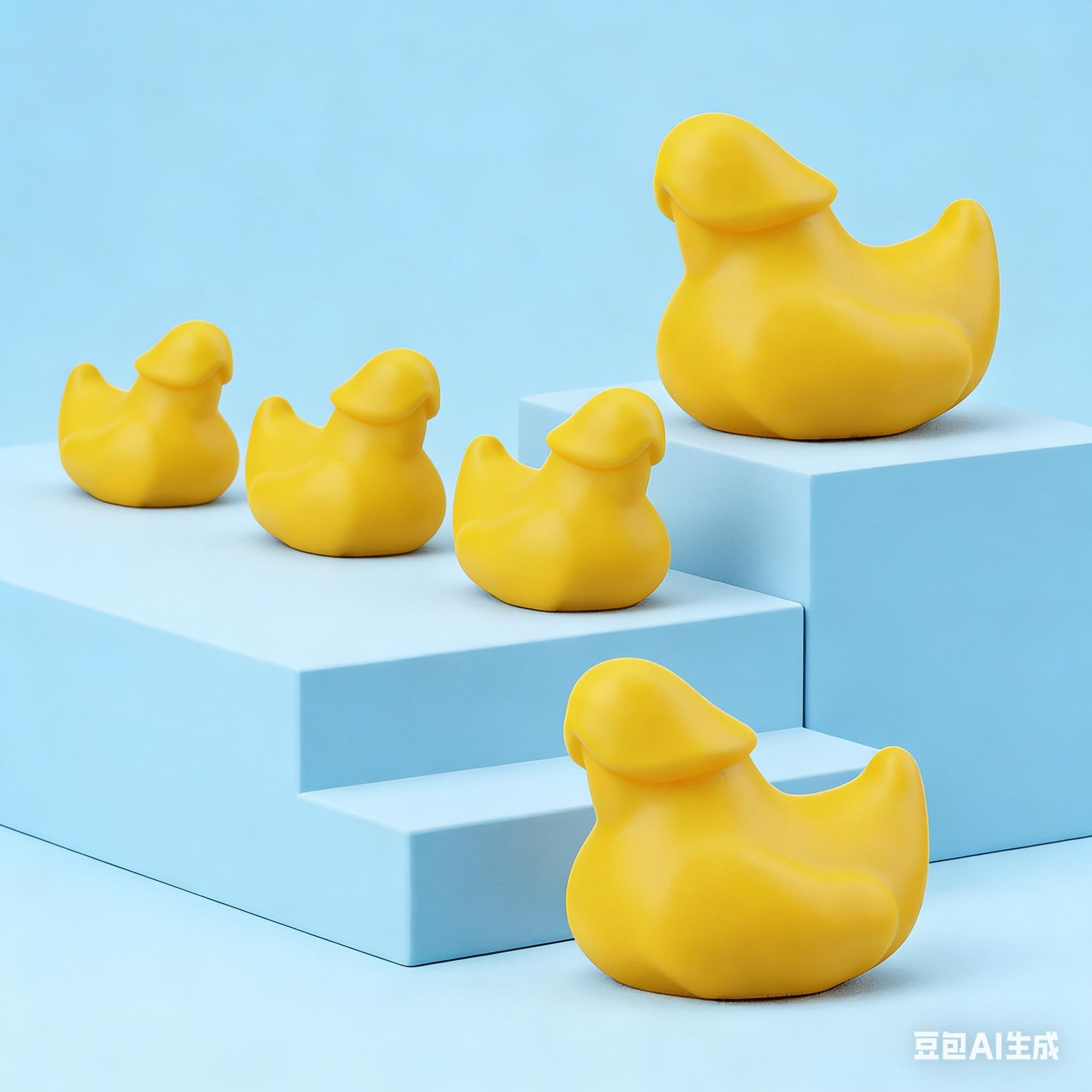 Mini Duck Family Micro Landscape Set, 5 Pieces Interchangeable Parent-Child Queue, Ideal for Miniature Scenery, Journal Decoration, Desk Accessories