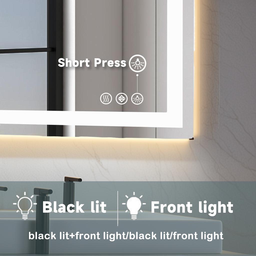 RIMIKING LED Bathroom Mirror with Anti-Fog, Dimmable Touch Light, 3 Color Modes, Memory Function, Tempered Glass,Anti-Fog Feature,MI-ZJLED