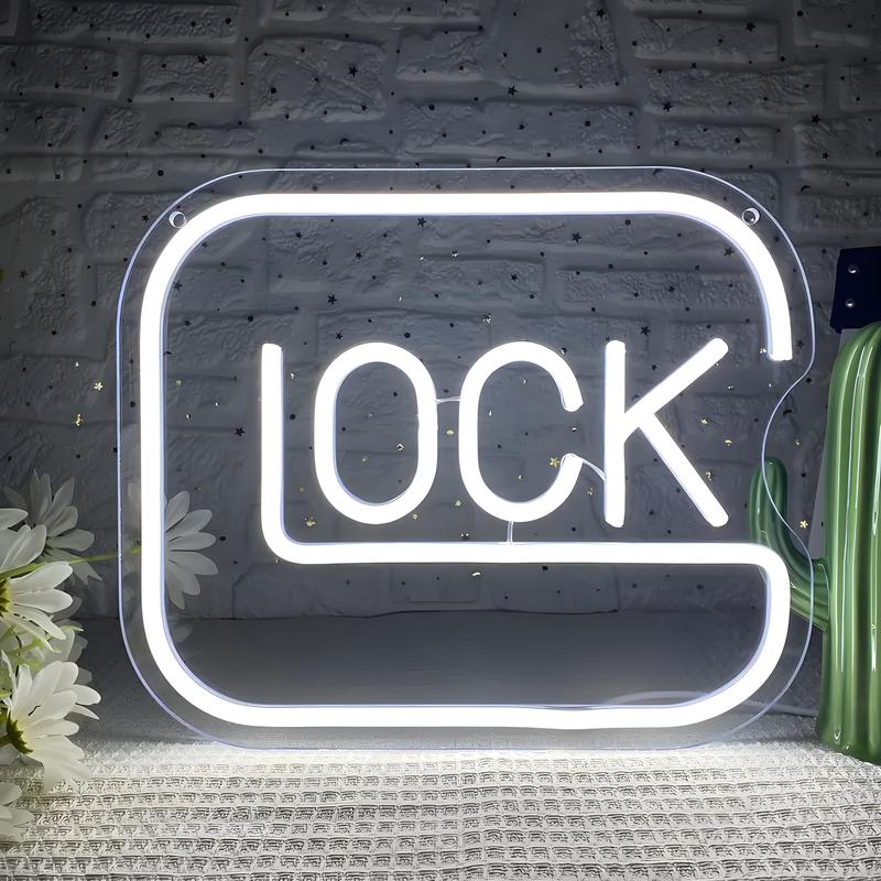 Lock Shaped Neon Lights, Acrylic Night Light, Simple and Stylish Design, USB Power Supply, Perfect for Bedroom Study Shop Decoration, Gift Idea for Valentines Day