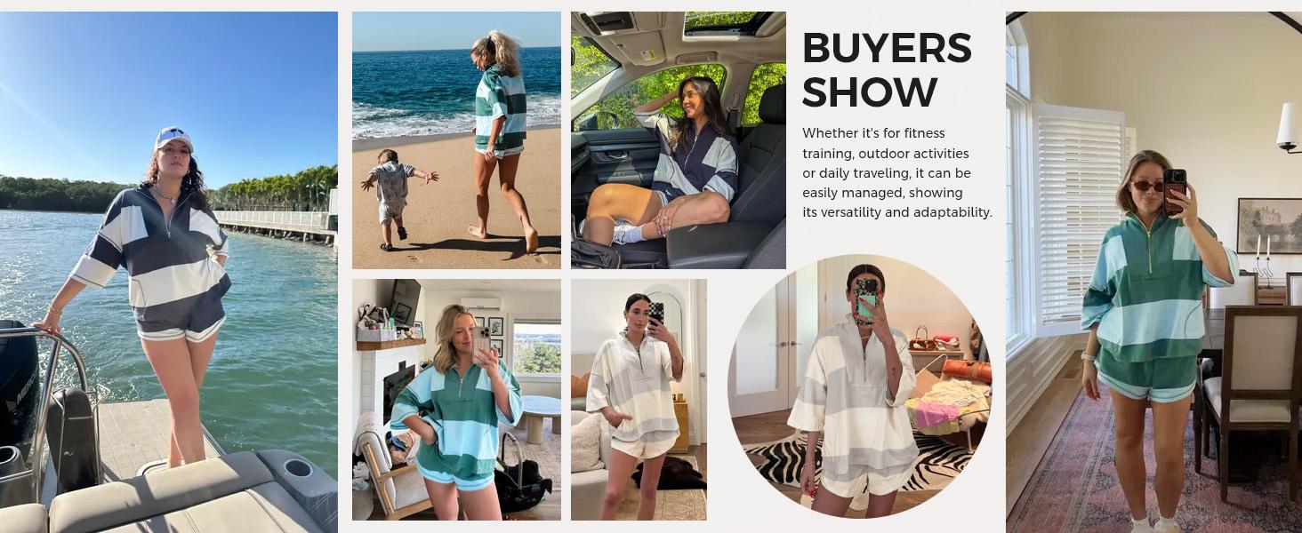 Fisoew Womens 2 Piece Outfits Summer Striped Sweatshirt Workout Shorts Sets Matching Lounge Set Tracksuits #Springtok #TikTokShopJumpstartSale Fisoew Womens 2 Piece Outfits Summer Striped Sweatshirt Workout Shorts Sets Matching Lounge Set Tracksuits #Springtok #TikTokShopJumpstartSale