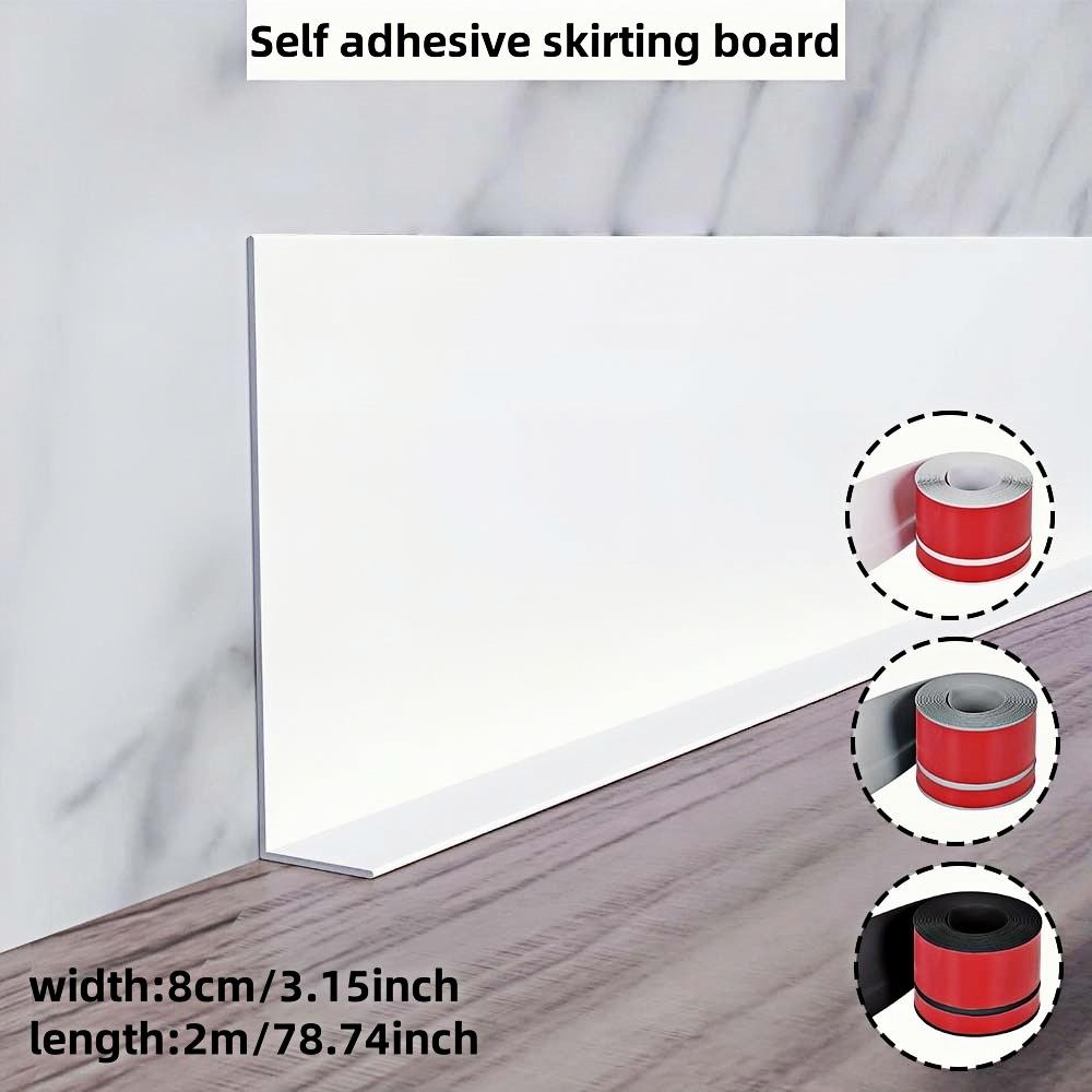 2-meter PVC Self-adhesive Flexible Skirting Board, with A Total Width of 8CM, Soft Skirting Board Decoration, Self-adhesive Flexible Substrate Molded Decorative Strip
