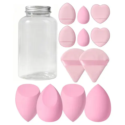 Pink Makeup Sponge & Powder Puff Set with Storage Box, Makeup Puffs, Soft Beauty Makeup Set, Multi-purpose Makeup Tool Set, Skin Friendly Beauty Sponge, Blending Sponge, Cosmetic Tool, Valentine's Day Gift