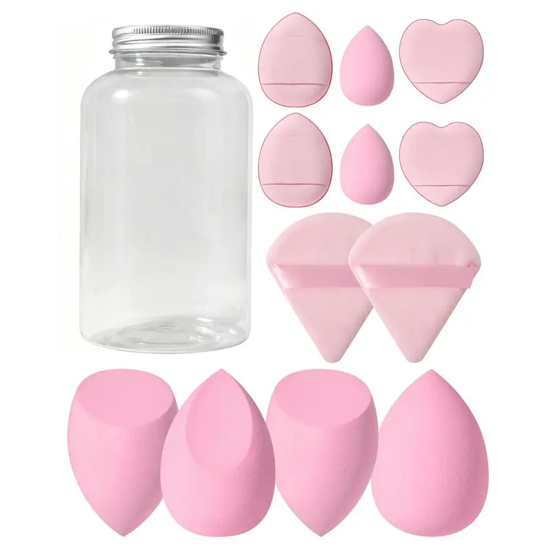 Pink Makeup Sponge & Powder Puff Set with Storage Box, Makeup Puffs, Soft Beauty Makeup Set, Multi-purpose Makeup Tool Set, Skin Friendly Beauty Sponge, Blending Sponge, Cosmetic Tool, Valentine's Day Gift