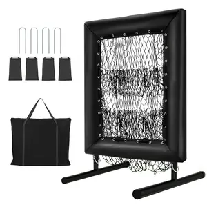 9-Hole Baseball & Softball Pitching Net with Hit Zone Aim – 5-Level Height Adjustable – Portable Training Net for Pitching & Batting Practice – Includes Ground Stakes & Sandbags