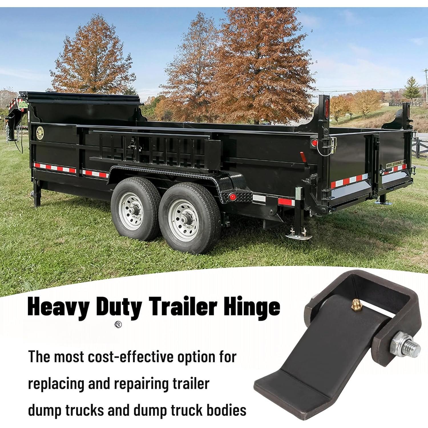 Weld Trailer Hinges, Heavy Duty Dump Trailer Metal Gate Hinges with Zerk Fitting, Strap Style Short Leaf Gate Hinges (4 Pack) Weld Trailer Hinges, Heavy Duty Dump Trailer Metal Gate Hinges with Zerk Fitting, Strap Style Short Leaf Gate Hinges (4 Pack)