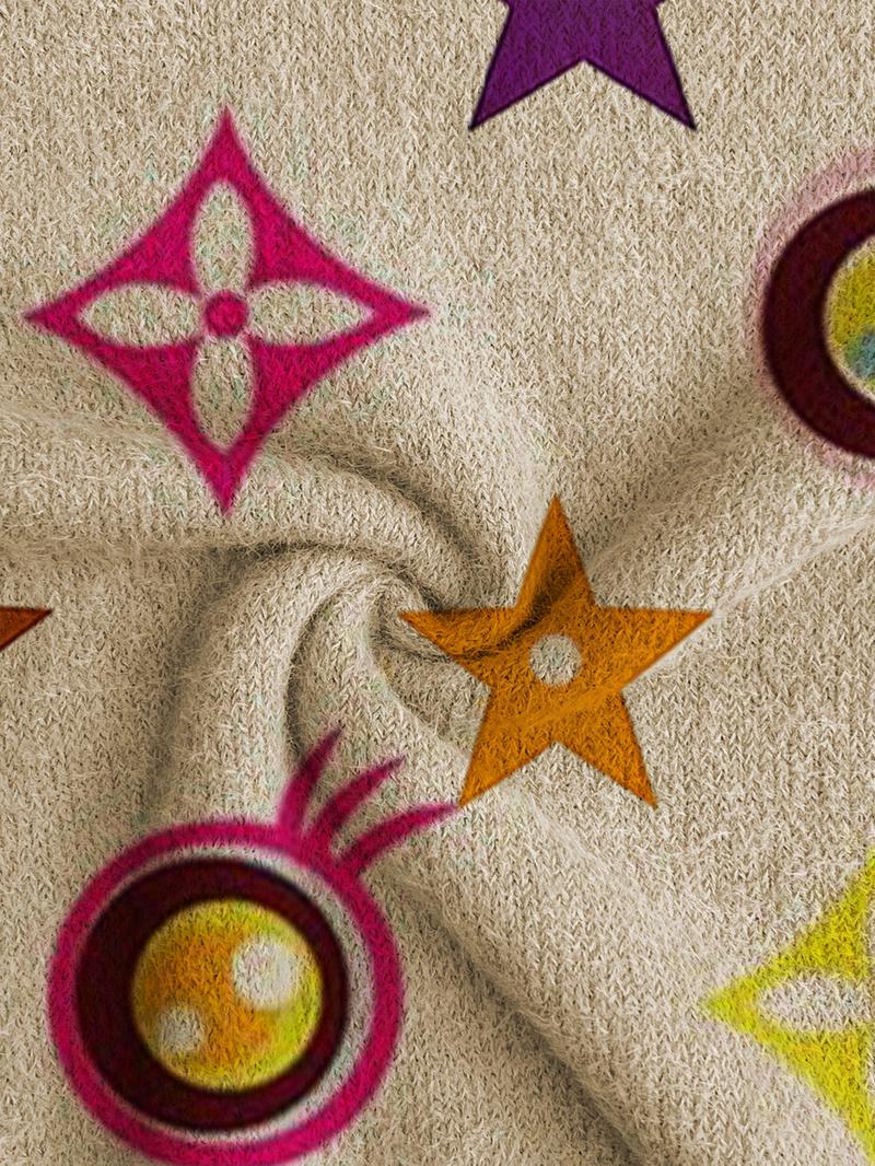 Women's Geometric Pattern Stand Collar Sweater, Fall Winter Casual Long Sleeve Knitwear, Comfortable Warm Daily Wear