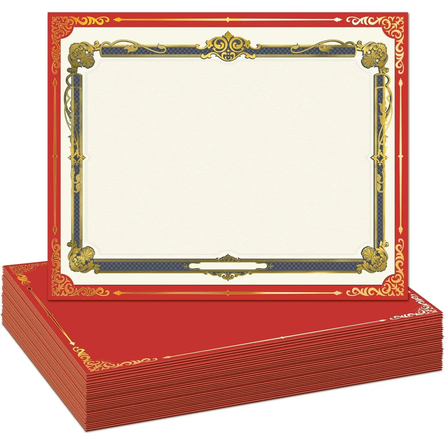Foil Single Sided Certificate Holders, 50Pack Certificate Holders Diploma Covers for Graduation, Employee Appreciation, Certifications, Fits 8.5x11 Inches Award Certificate Papers (Red)