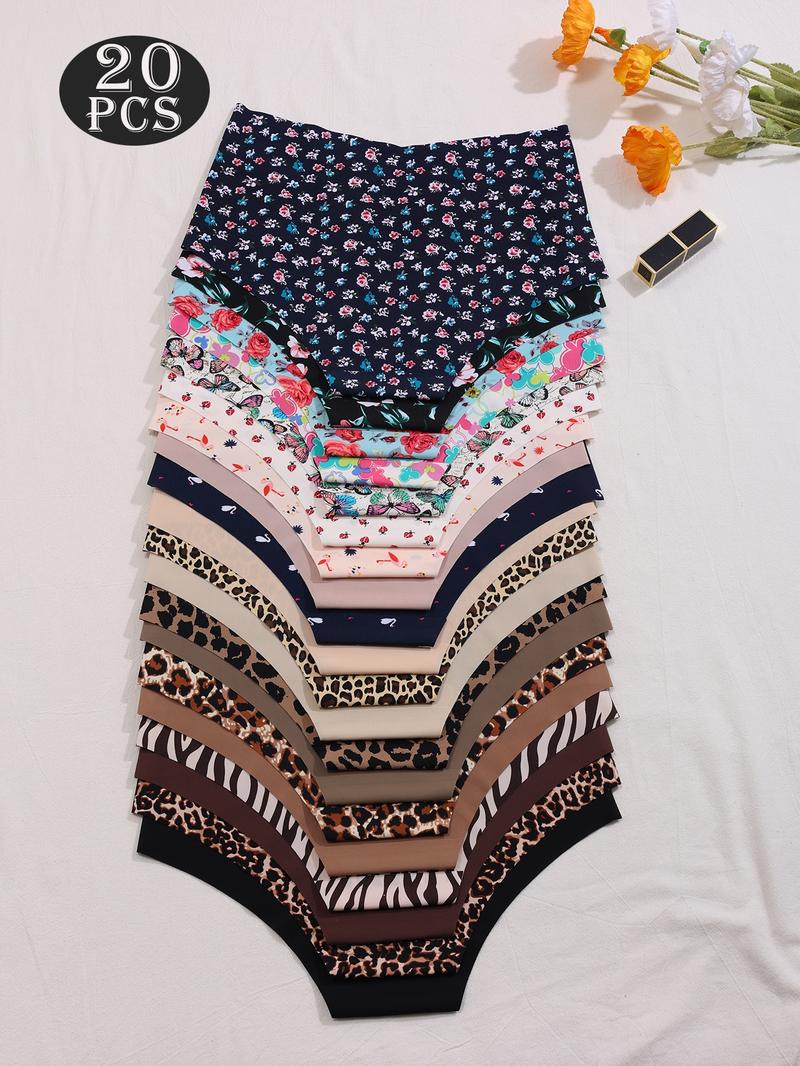Women's Solid Color / Floral / All Over Print Panty, Cute Soft Comfy Breathable Seamless Knicker for Daily Wear, Underwear for All Seasons, Womenswear, Daily Casual Underwear, Seamless Breathable Design
