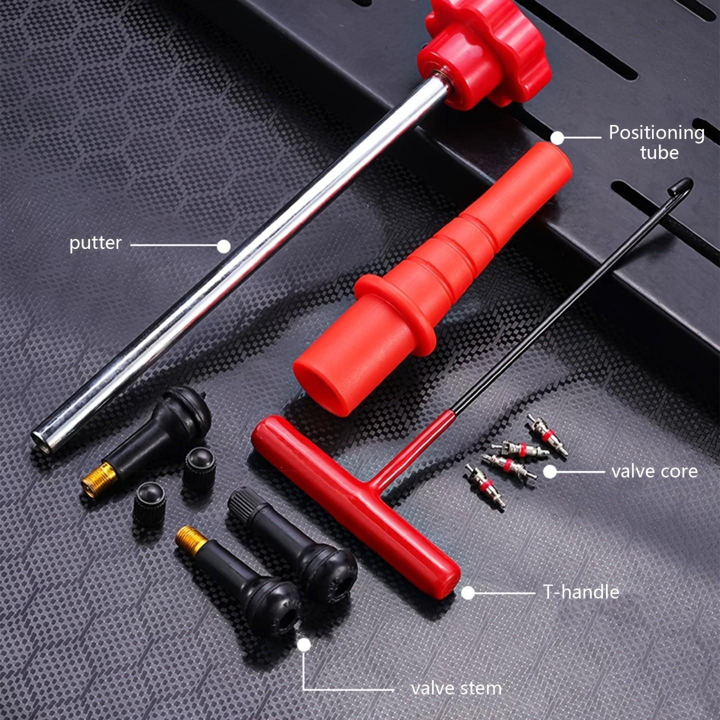 Tire Valve Stem Replacement Tool Kit, No Tire Removal Quick Installer Set with TR413 Rubber Valve Stems, Valve Core Remover for Car Motorcycle Lawn Mower ATV, Automotive Maintenance Tools, Tire Repair Tools