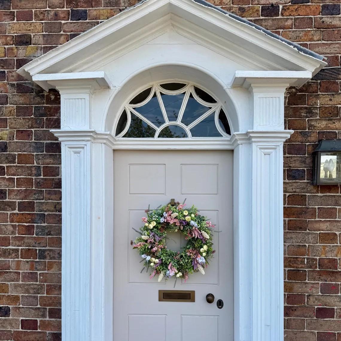 Wildflower Lavender Wreath, Farmhouse Summer Grass Door Decor, All-Season Mother's Day Gift, Spring Wreath, Year-Round Housewarming Present