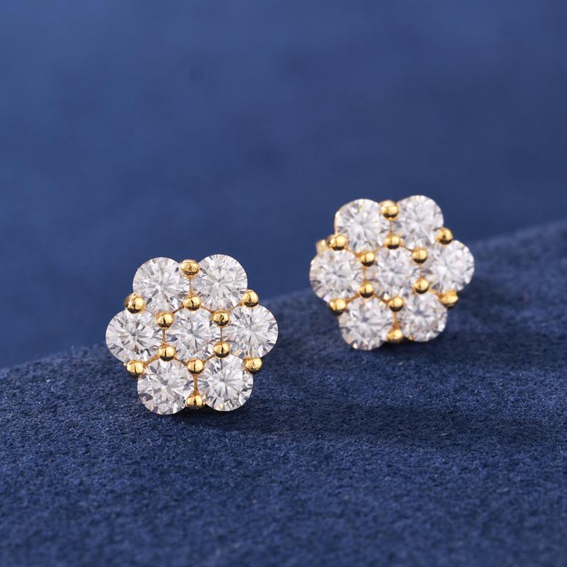 【#E266】UCCIYO Petal Earrings 925 Sterling Silver Synthetic Moissanite Inlay Jewelry Earrings Unisex Fine Jewelry Hip Hop Rapper Gift  FallFreshness